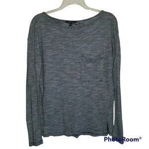 Banana Republic Black and White Stripped Long Sleeve Tee with Pocket